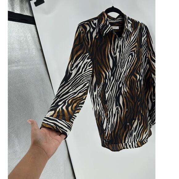 EQUIPMENT Reese Clean Zebra Print Silk Shirt Blouse bold statement versatile - Picture 6 of 8